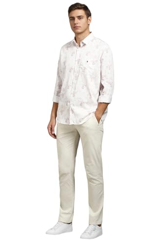 Louis Philippe Men White Slim Fit Print Full Sleeves Casual Shirt