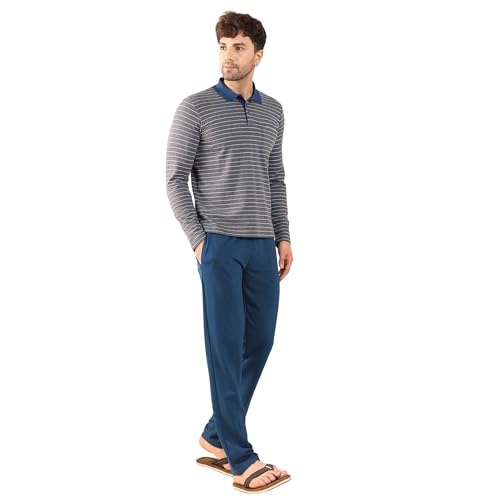 Sweet Dreams Men's Striped Printed Pyjama Set