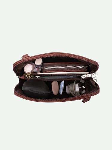 ZOUK Assam Tapestry Stripes Printed Vegan Leather Out Of Office Sling Bag With Adjustable Strap For Women's Girls