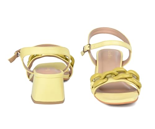 LOUIS STITCH Women’s Yellow Block Heel Sandals | Comfortable Sandal for Ladies | LSOF-FI10-BHBS | UK-6