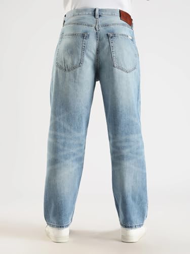 Medium-Wash Straight Fit Mid Rise Jeans