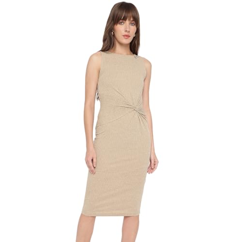 GUESS Sand Melange Textured Scoop Neck Sleeveless Ernestine Bodycon Dress