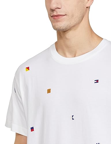 TOMMY HILFIGER Men's Relaxed fit Half Sleeve T-Shirt, White/Multi, S