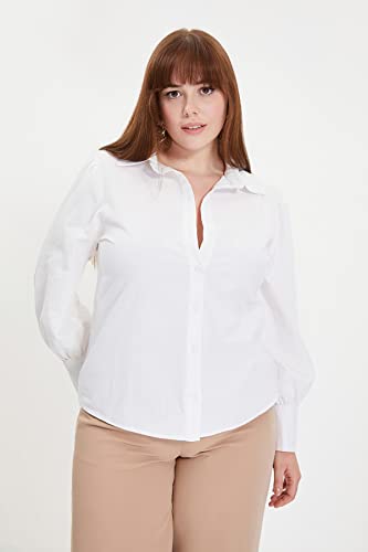Trendyol Women Regular Basic Shirt Collar Woven Shirt, White, 42