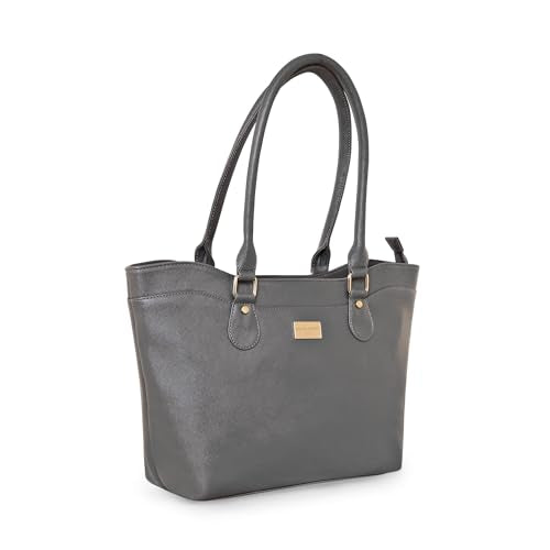 Pierre Cardin Women PU Leather Tote Bag For Women | Ladies Shoulder Bag With Zipper | Multipurpose Casual Bag For Women Office Use, Grey