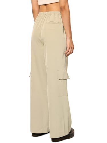 ONLY Women's Regular Fit High-Rise Beige Pants