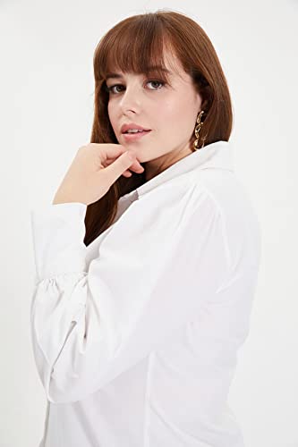 Trendyol Women Regular Basic Shirt Collar Woven Shirt, White, 42