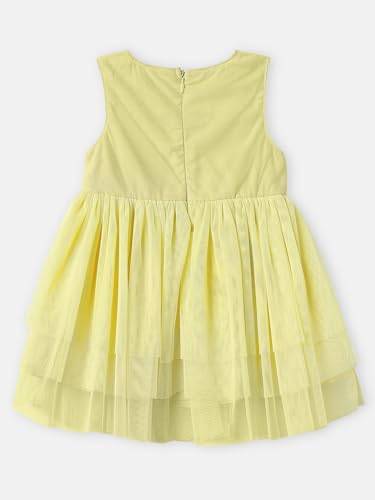 nauti nati Girl's Polyester A-Line Knee-Length Casual Dress (NNNGTW060066CW2_Yellow