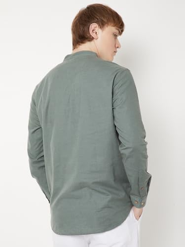 Max Men Solid Short Kurta (Green_L)