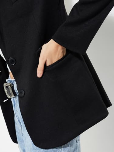 Max Alaya F x URB_N Women Textured Regular Fit Blazer (Black_XL)