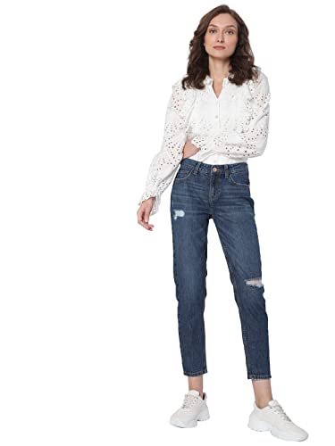 VERO MODA Regular Fit Jeans(227512601_Medium Blue Denim_30)