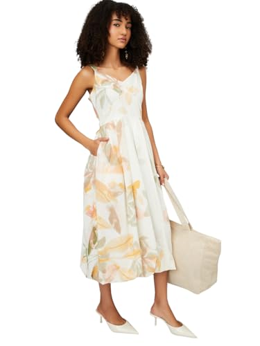 Max Women's Cotton A-Line Midi Casual Dress (AG54008A_Multi Multicolour