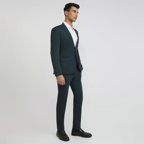Park Avenue Men Super Slim Fit Solid Pattern Rayon Blend Notch Lapel Full Sleeve Formal Suit