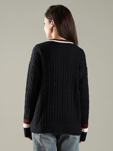 Relaxed Fit Cotton V-Neck Sweater