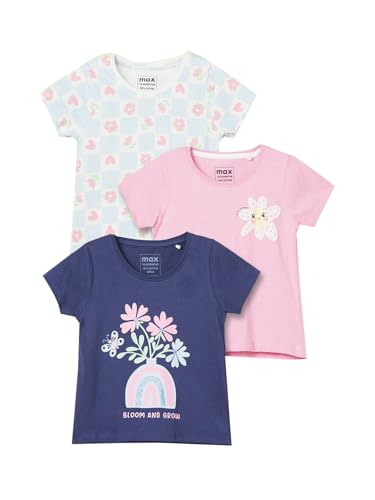 Max Girls Printed T-Shirt - Pack of 3 (Pink_18-24 M)