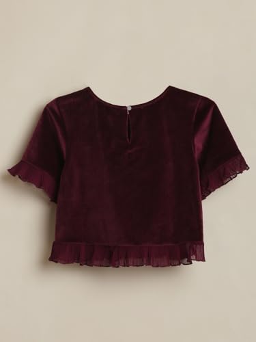 Girls Maroon Solid Casual Top