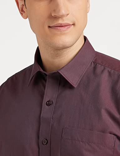 Amazon Brand - Symbol Men's Cotton Rich Formal Shirt | Plain | Full Sleeve - Regular Fit (Available in Plus Size) (Maroon_42)