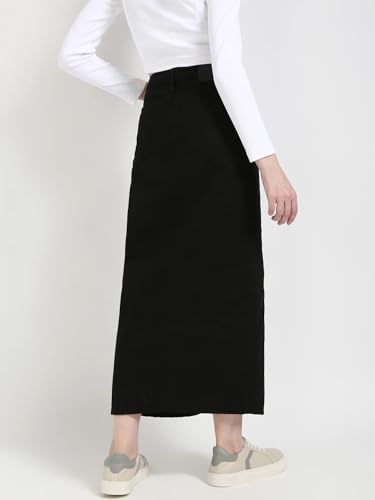 Slim Fit Solid Mid Rise Skirt