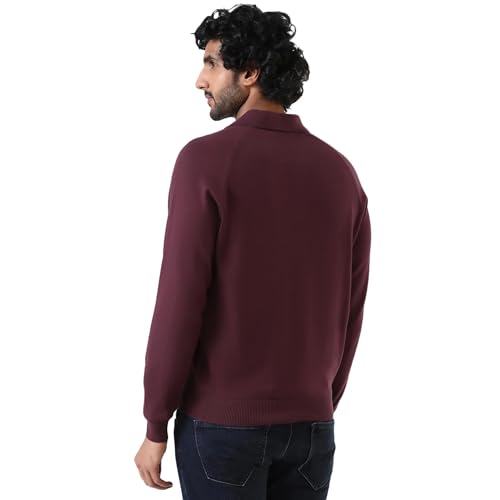 Blackberrys Men's Slim Fit Solid Rust Pullover Sweater