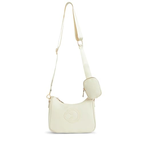 Caprese Monroe Medium Crossbody Bag for Women | Sleek Monogram Sling Bag with Detachable Pouch | Adjustable and Detachable Strap Shoulder Bag for Everyday Use (Tan)