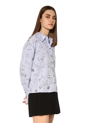 ONLY Women's Regular Fit Blue Shirt