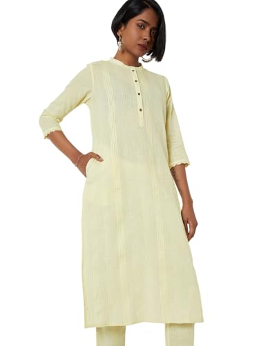 Max Women Seersucker Straight Kurta Set (Off White_XL)