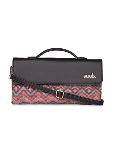 ZOUK Rhea Kapoor Clutch for Women | Crossbody Bag with Detachable Strap | Elegant Flap Closure Evening Clutch | Party & Evening Purse | Gwalior Weaves