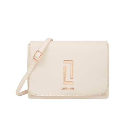 Lavie Candy Synthetic Zipper Closure Women's Sling Bag (OFF WHITE, MEDIUM)