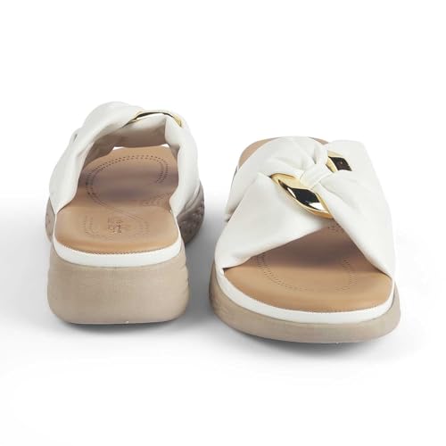 tresmode HAS Women's Wedges Sandals Platform Heels White, 5 UK / 38 EU - Round Open Toe Comfortable Soft Footwear