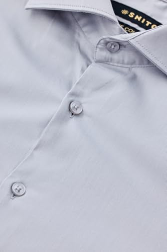 SNITCH Men Formal Shirt | Slim Fit Full Sleeve Spread Collar Solid Design | Premium Polyester Viscose Blend & Wrinkle-Resistant Fabric for Office & Special Occasions | Light Grey