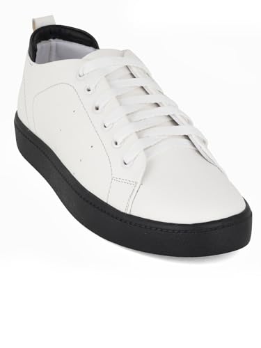 Carlton London Women White-Black Comfortable Lace-Up Snakeer with Heels, for for Casual, Walking & Daily Use (38)