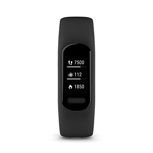 Garmin Vivosmart 5 with OLED Display, Health and Fitness Tracker,SPO2 and 24/7 Heart Rate, Battery Upto 7 Days, Advance Sleep Monitoring and Stress Tracking, 5ATM Water Rating - Black with Large Band