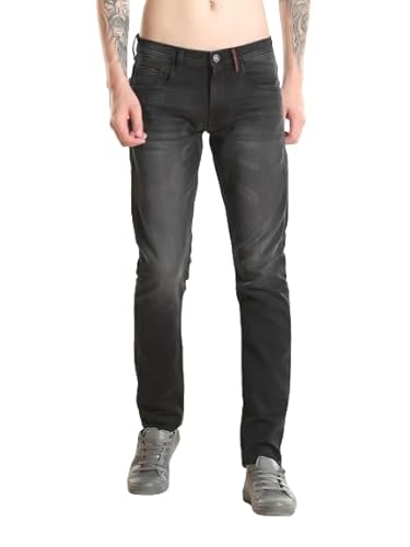 TURMS Men's Cool Tech Jeans All Degree Anti Odor UV Protectant Travel Edition Mid Rise Black Denim Pants | Stretchable Comfort Cotton Rich
