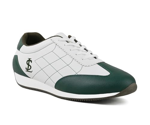 LOUIS STITCH White and Green Sneaker for Men | Comfortable Lace-Up Sneaker | LSP-SNK-AVI010-WHGR | UK-7