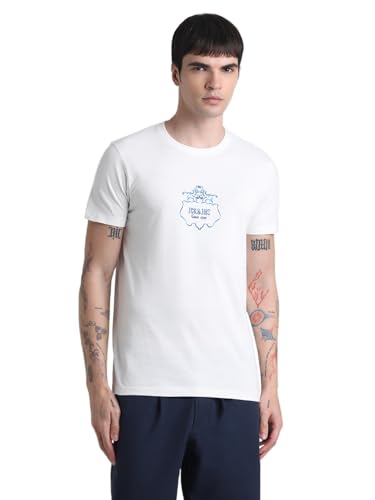 JACK & JONES Mens White Slim Fit T-Shirt