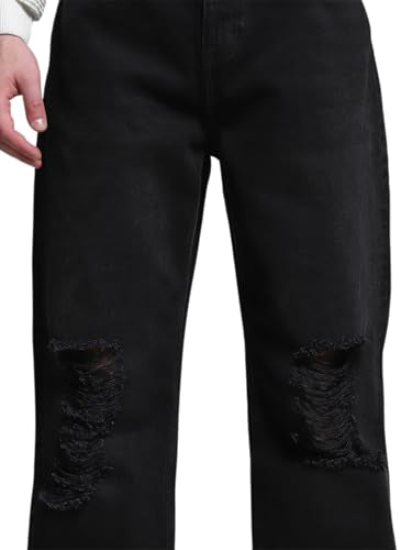 Jack & Jones Men's Dark Grey High Rise Loose Fit Jeans