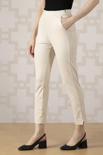 Van Heusen Women Beige Solid Formal Regular Fit Trousers