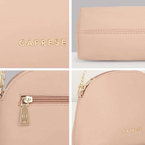 Caprese Romano Medium Sling Bag for Women | Solid Crossbody Shoulder Purse with Adjustable Strap | Hands-Free Multi-Compartment Bag for Daily Use (Cosmetic Pink)