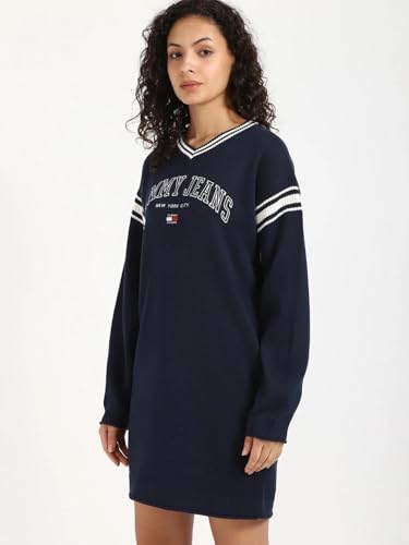 Cotton V-Neck Sweater Dress