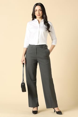 Allen Solly Women's Regular Casual Pants (AHTFWRGB685026_Grey