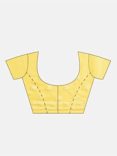 Ada Women Hand Embroidered Lucknowi Chikankari Georgette Saree With Unstitched Blouse Piece A129556, Yellow