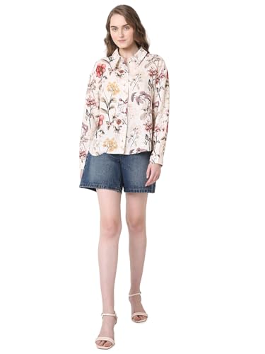 VERO MODA Women's Floral Regular Fit Shirt (9006930 Cloud Dancer