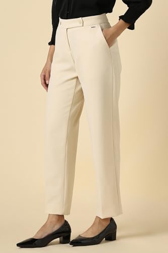 Women Beige Solid Formal Trousers