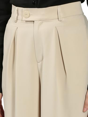 Vero Moda Women's Flared High Rise Beige Pants