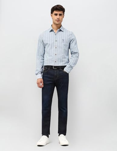U.S. Polo Assn. Denim Co. Men's Striped Slim Fit Shirt (UDSHT2010_Indigo