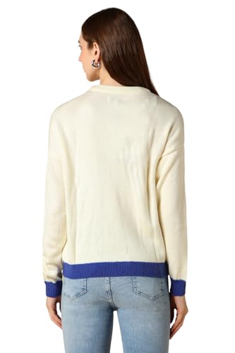 Allen Solly Women's Acrylic Crew Neck Sweater (AHSWCRGHI11021_Cream