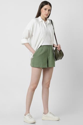 Van Heusen Women Green Textured Shorts