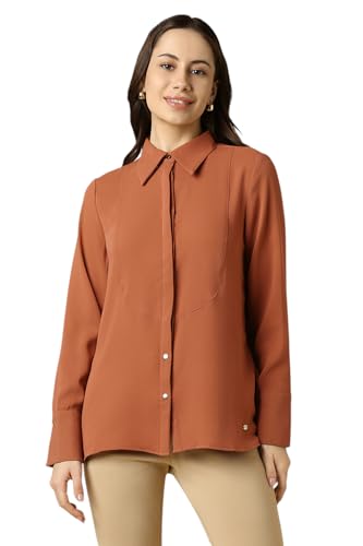 Allen Solly Women Brown Solid Long Sleeves Shirt