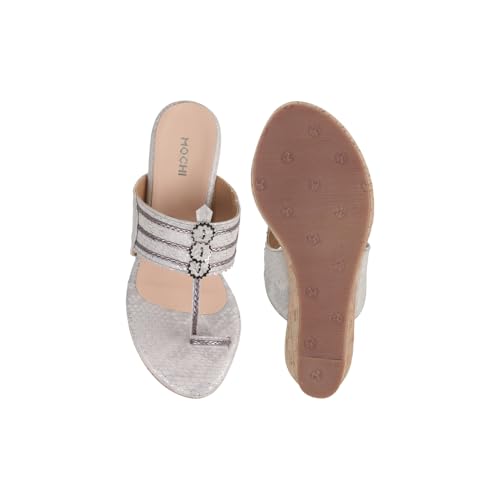 Mochi Women's Dark Beige Fashionable Wedge Heel Sandal UK/2 EU/34(34-30)