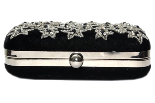 Amerie Fashions Women & Girls Embroidered Black-Silver Clutch Purse for Party Wedding